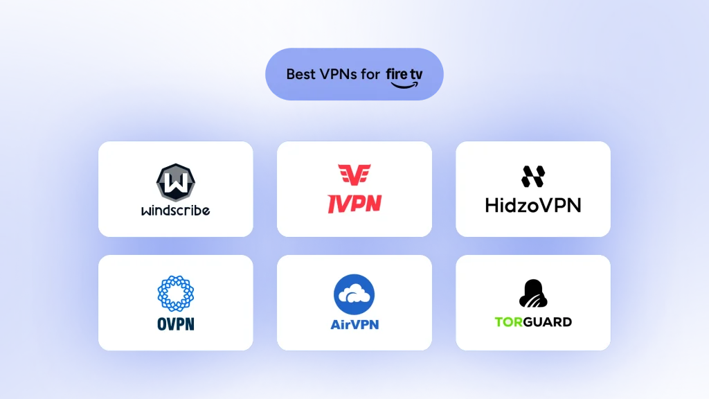 Logos of the best VPNs for Fire Stick